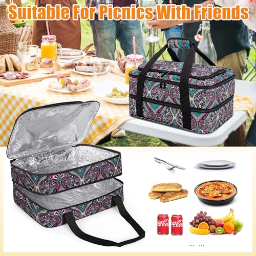 Trunab Casserole Carrier for Hot or Cold Food Insulated Casserole Dish Carrier Thermal Tote Bag for Picnic, Fits 9"×13" Baking Dish, Grey (Totem, Double Decker+Tool Room) by Trunab - Image 6