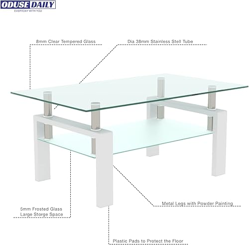 Miniatura 34 de Juego de 2 mesas auxiliares de cristal, mesa de cristal pequeña, mesa auxiliar negra con parte superior de vidrio templado, marco de metal, para