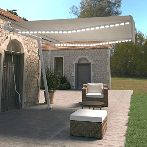 INLIFE 3069622 - Toldo con brazo articulado retráctil con LED (400 x 350 cm, 65,42 kg), color crema