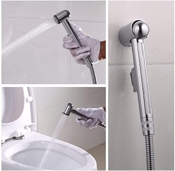 New Improved 2025 Bidet Sprayer Cloth Diaper Sprayer Bathroom Handheld Bidet Toilet Stainless Steel Tap Spray Shattaf Toilet Cleaning Faucet,Black (Silver Long Handheld)
