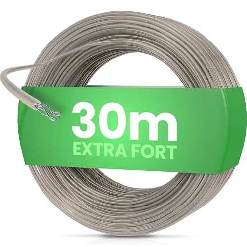 SimplySmooth Corde à Linge 30m - Corde avec Noyau en Acier, Ultra résistante, idéale pour Jardin, Camping et séchoir. Résistante aux intempéries, Parfait pour Usage extérieur