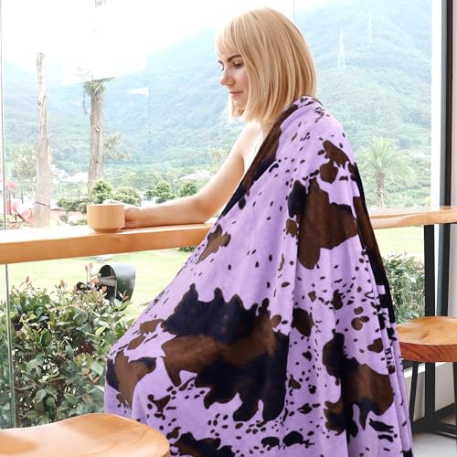 Image of Soft Twin Blankets Purple Fleece Throw Lightweight Cozy Lavender Throw Blanket Living Rooms Sofa Bedroom Decor