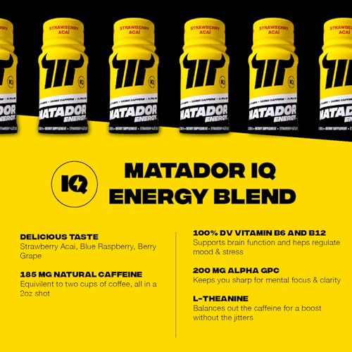 Image of MATADOR Energy Shots - Sampler 8 Pack - Sugar Free Nootropic Natural Caffeine Energy Shot Bottles, B Vitamin Complex (Vitamin B3 & B12), 200 MG of Alpha GPC Enhancing Cognitive Function