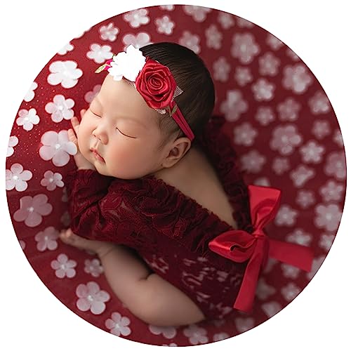 Image of Newborn Photography Outfits Girl Princess Newborn Photography Props Lace Rompers Baby Girls Skirt with Headband Photoshoot