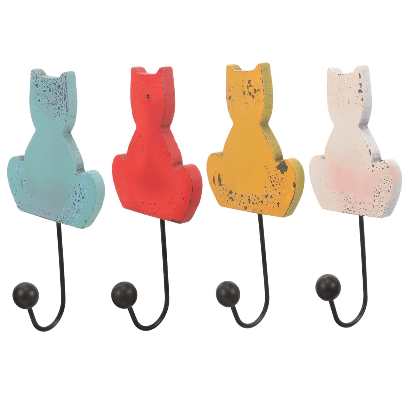SHINEOFI Ganchos De Toalla De Baño Percheros Ganchos Para Abrigos De Gato Colgante Encima Linda Decoración De La Habitación Estante Manos Percha Gancho De Hierro 4 Piezas X 4