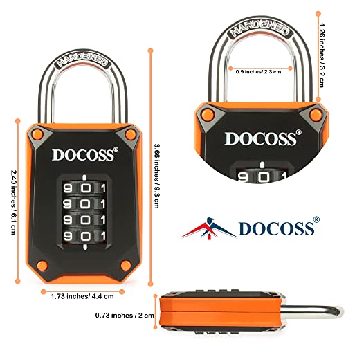 Image of DOCOSS Zinc Strong Number Lock for Door /Combination Padlock, Gate, Gym Locker - Orange Black (1 Pack)