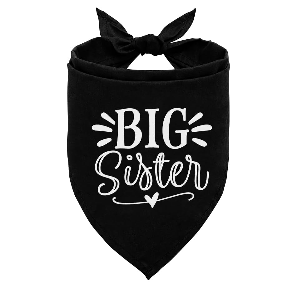 Big Sister Bandana for Dog, Pet Pregnancy Announcement, Black Dog Bandana, Big Sister Dogs Shirt, Pet Bandana for Small Medium Dogs (M)