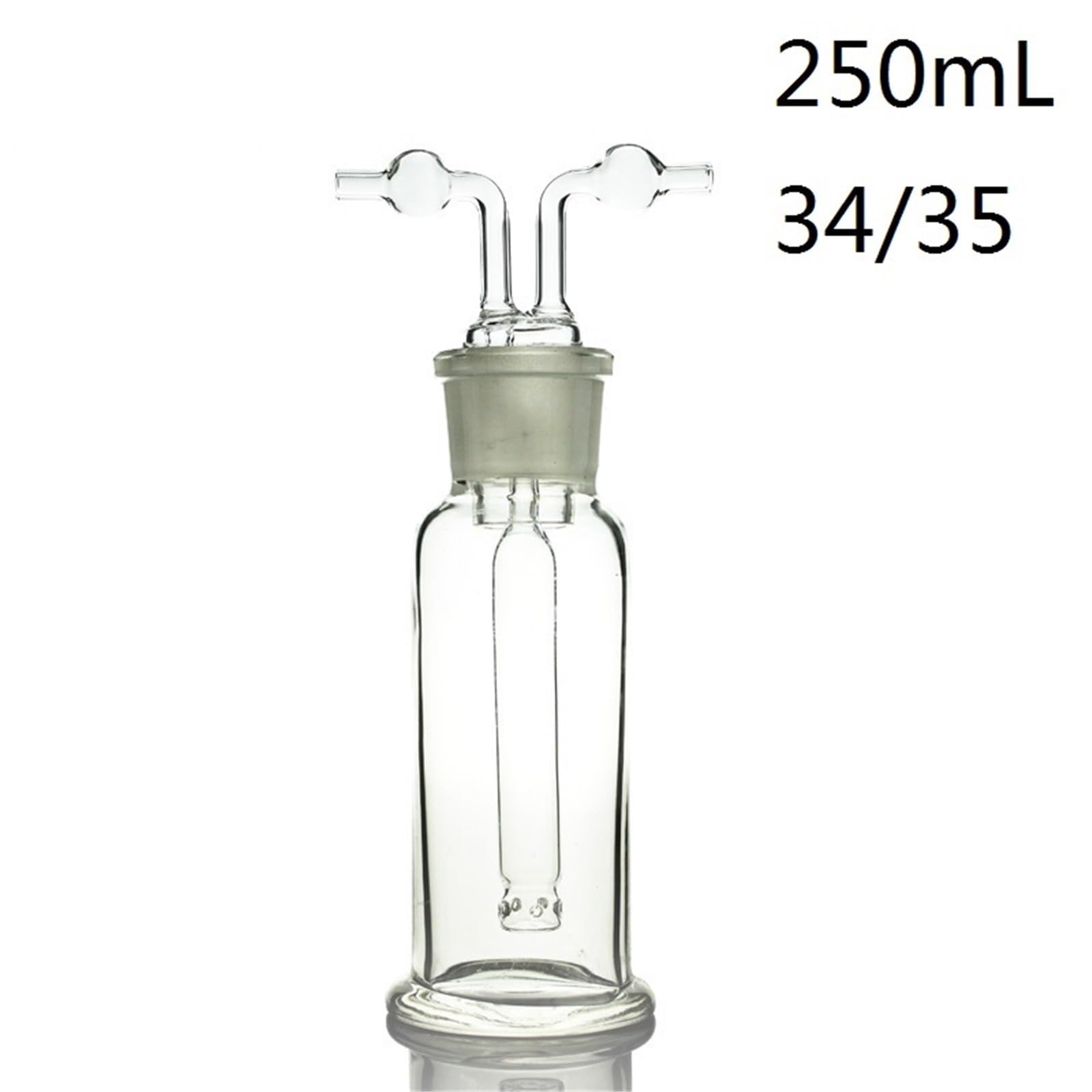Botella de lavado de Gas Muencks de vidrio transparente de 250 ml, recipiente de purificación de Gas de laboratorio con junta esmerilada 34/35