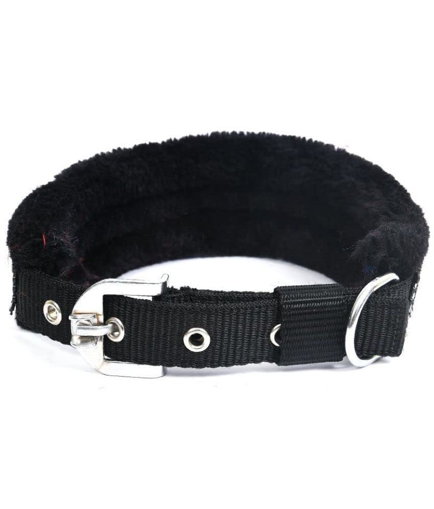 Image of Nylon Dog Collar,Pet Dog Nylon with Soft Fur Padded Puppy Collar-1 Piece (X-Large, Black)