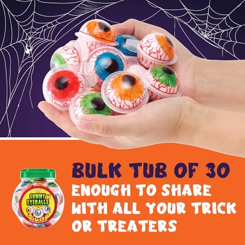 30 Gummy Eyeballs, Spooky Eyeball Candy in 4 Flavors, Soft Gummies with Fruity Jelly Filling, Individually Wrapped, By 4YoreElves (19 oz)