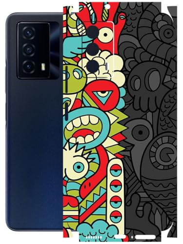 Image of AtOdds - Full Body Back Screen Guard Protector Film - Lamination Wrap Skin Sticker Compatible with IQOO Z5 | Scratchproof Matte Finish (Graffiti50)