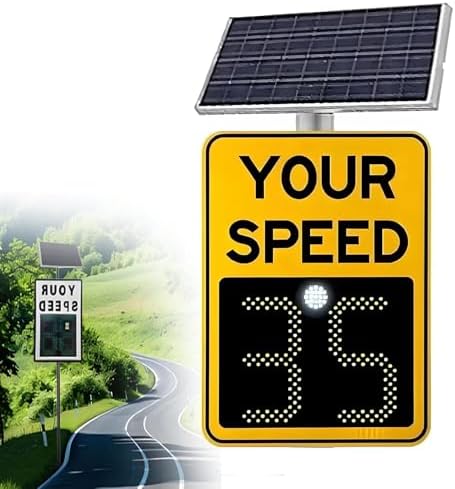Solar Powered Radar Speed Warning Sign, LED Speed Limit Feedback Display 20"x27"/24"x35", Durable Aluminum, High Visibility for Traffic Safety