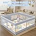 XVISHX Baby Playpen with Mat, 50x50 Inch Play Pen, Playpen for Babies and Toddlers, Baby Playard for Indoor & Outdoor Active Center Game Fence, with Skin-Friendly Fabric and Soft Breathable Mesh
