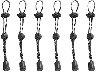 6 Pcs Securing Rope Buckle Climbing Stick Elastic Rope Buckle for Mountaineering Backpack Hiking Stick (Black)