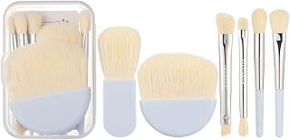 Easy-taken Travel Makeup Brush Set,Travel Mini Brush Kit, Portable Small Makeup Brush,6pcs Mini Complete Function Cosmetic Brushes Kit for Face Eye Eyebrow Blush and Lip Gloss(bule)
