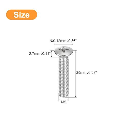 Miniatura 79 de uxcell Tornillos de máquina Phillips de cabeza ovalada de M4x16mm, 100 tornillos de cabeza avellanada ligeramente elevados de acero inoxidable 304