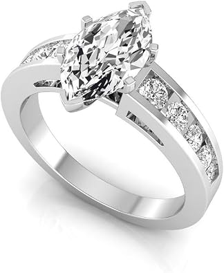 IGI Certified 2.5 Carat Marquise Lab Grown Diamond 2 ct, E, VVS2 14K Gold Wedding Engagement Anniversary Ring for Womens
