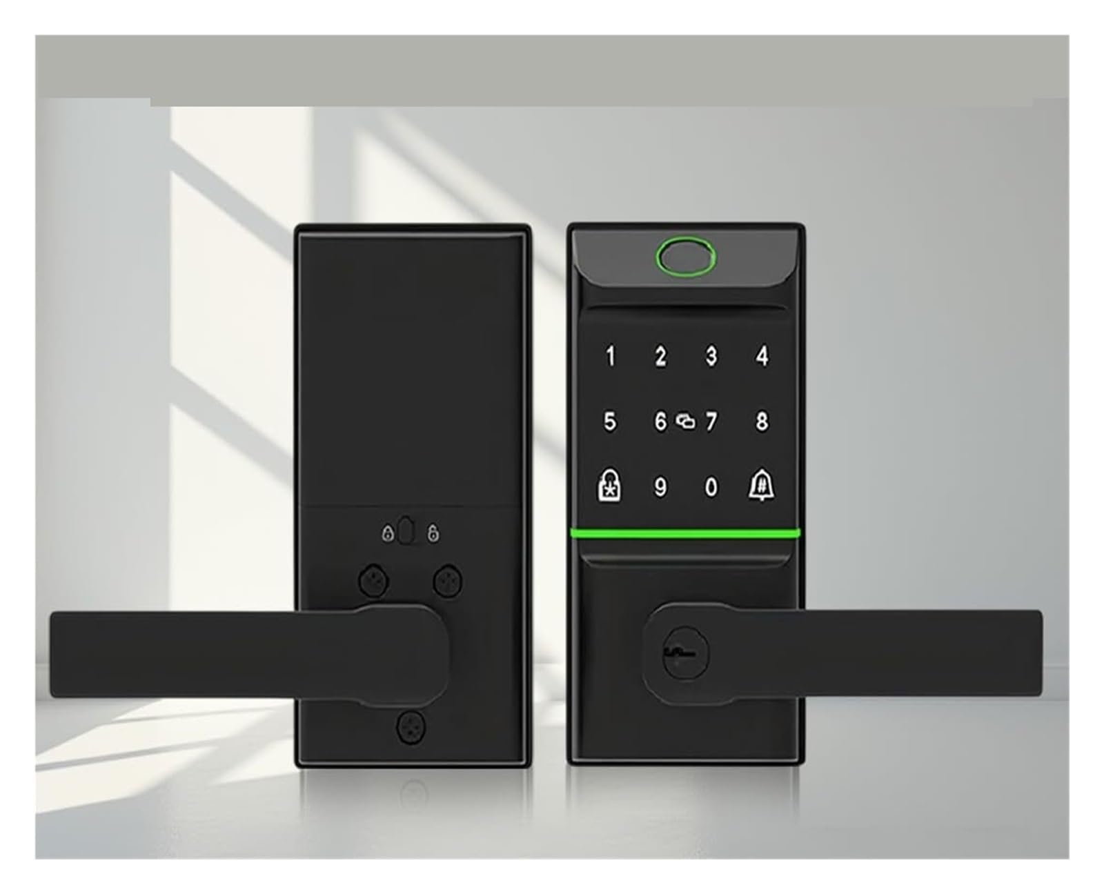 Serrure de porte intelligente d'entrée sans clé, avec poignée, verrou biométrique à pêne dormant à empreintes digitales, for porte d'entrée de maison