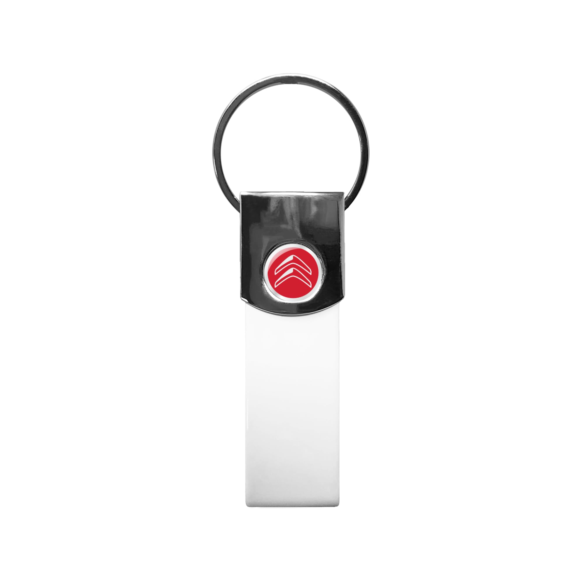 Citroen Official White Keyring with Red Logo, White, Taglia unica