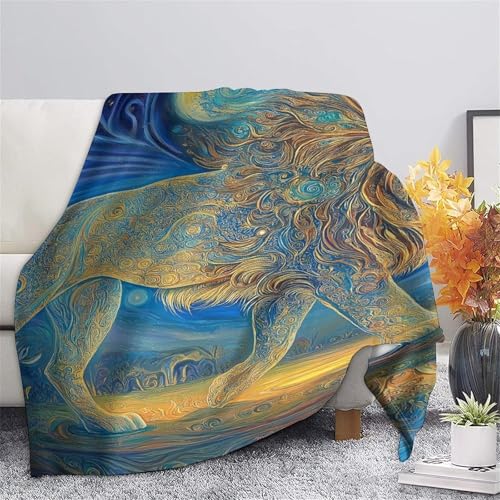 Couverture de voyage contre le froid plaid lion microfibre isolant lit canapé - 7