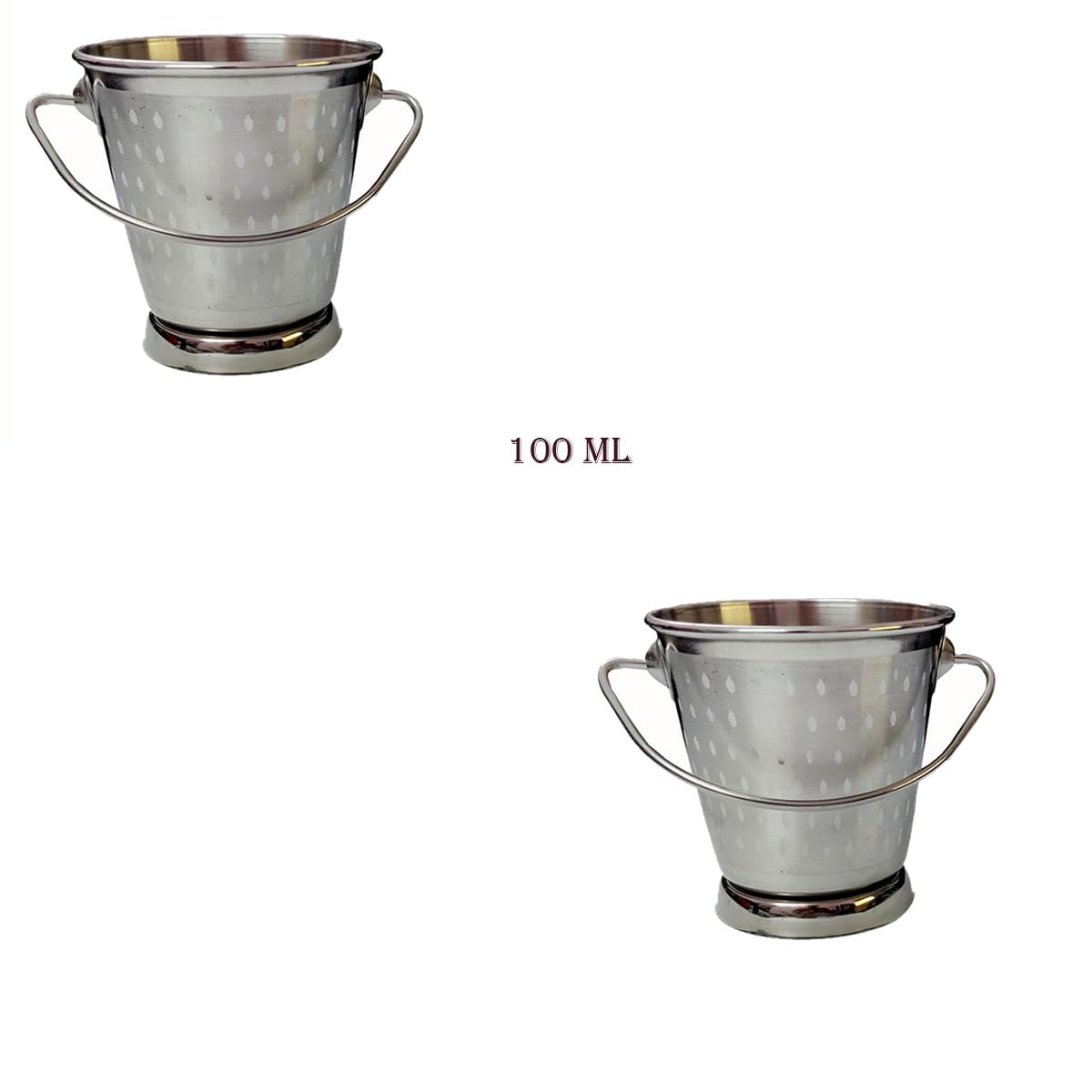 Abee Small 100ML Stainless Steel Curry Bucket | Traditional Indian Gravy Server with Handle | Pack of 4 1