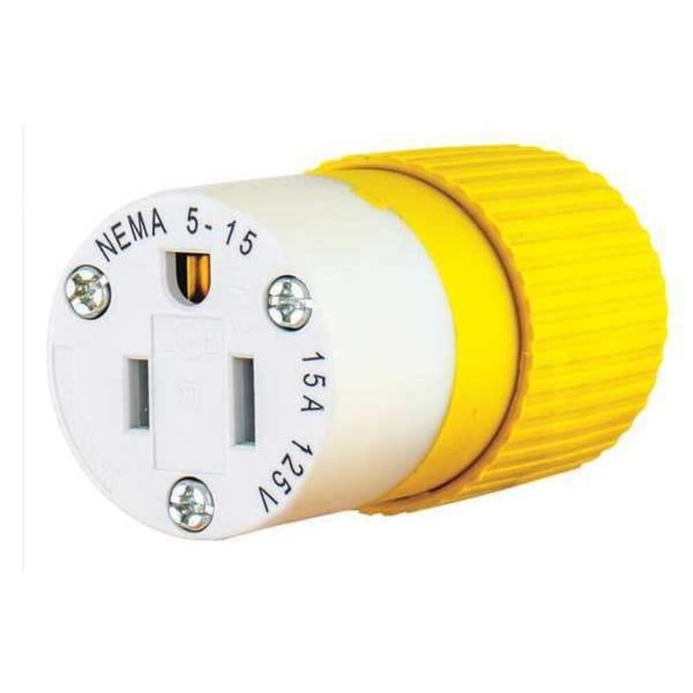 Bryant Electric BRY5369NCSY Industrial Grade Straight Blade Connector, Grounding, NEMA 5-20R, 20 Amp, 125V, Yellow