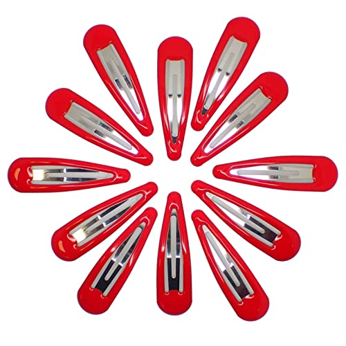 Topkids Accessories 12pc Snap Clips 5cm / 2" Snap Hair Clips Women Girls Kids Sectioning Slide Hair Grip Styling Fine Hair Thick Hair Bendies Sleepies School Uniform Colours Epoxy (Red)