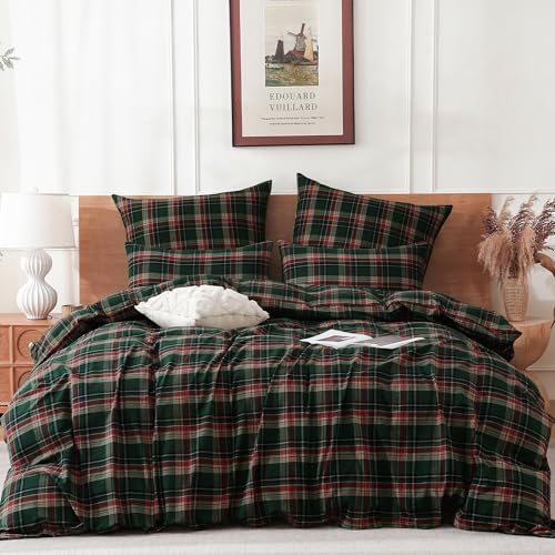 TOCOMOA Weihnachts Bettwäsche 135x200 Kariert 2teilig, 100%...