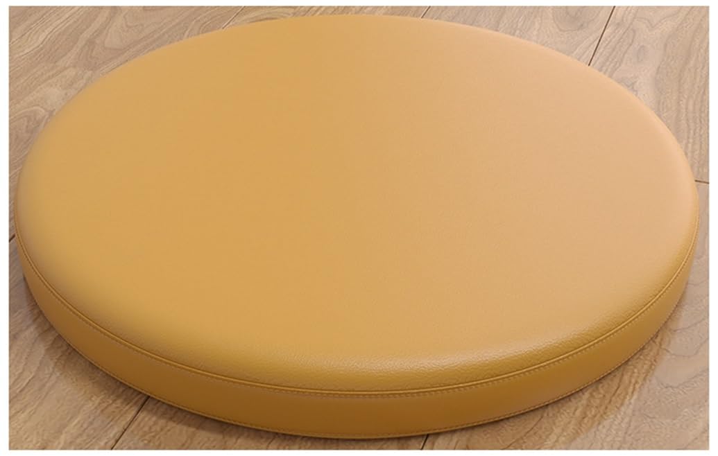 MOODMUSE Round Soft Leather Kitchen Chair Cushion,Round Seat Cushions 4.5CM Thick Non Slip Memory Foam Chair Pads Stool Cushion (Color : Yellow, Size : 35cm)