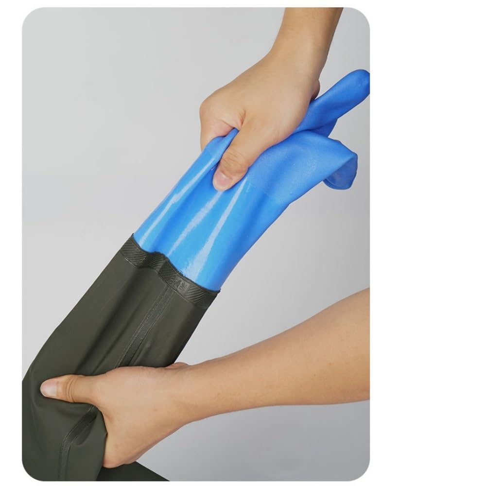 Guanti Resistenti a Sostanze Chimiche, Guanti in Lattice Resistenti, Guanti Industriali a Braccio Impermeabili,Resistono a Forti Acidi, Alcali e Olio (Blu-1, 70CM)