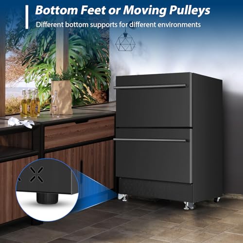 Image of Tylza Under Counter Drawer Fridge 24 Inch, Built-in /Freestanding Beverage Refrigerator for Home and Commercial Use, Stainless Steel Material, Fast Cooling, Low Noise, Black