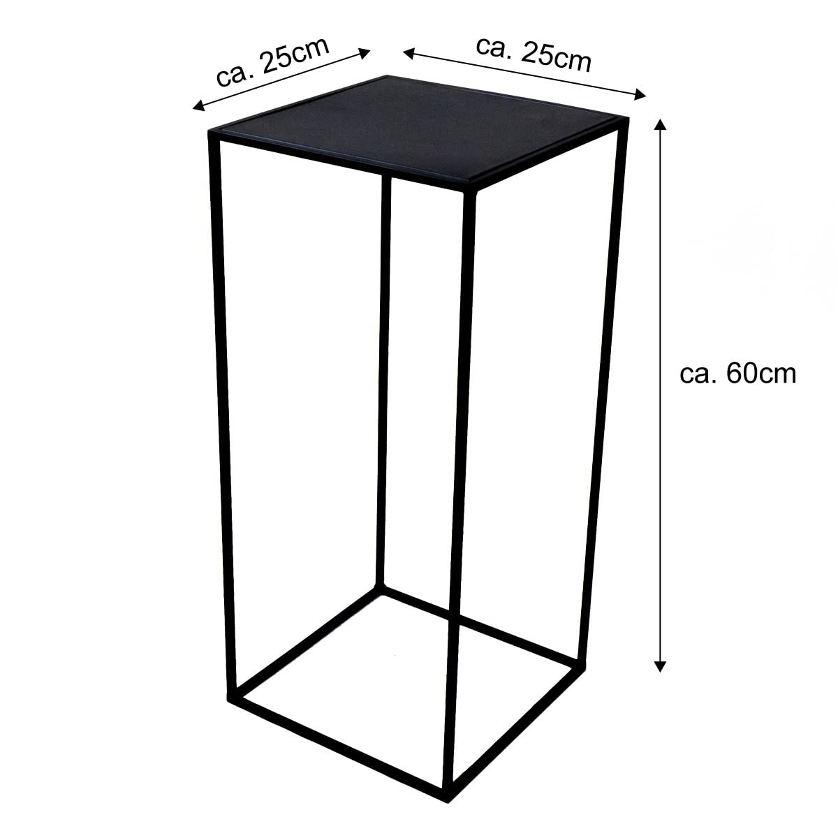 Metalowy kwietnik / stolik pomocniczy 77792 prostokątny czarny rozmiar M (25x25x60cm)