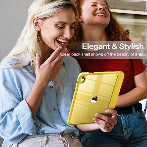 Image of Wenlaty Compatible with iPad (A16) 11th Generation Case 11 Inch 2025, for iPad 10th Generation Case 10.9 Inch 2022 with Pencil Holder, Trifold Stand Protective Clear Back, Auto Wake /Sleep, Yellow