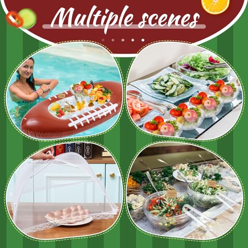 FillTouch 128 Pcs Inflatable Buffet Cooler for Parties 2 Football Inflatable Serving Bar 6 Salad Bowl 3 Food Cover 12 Serving Utensils 5 Tray 100 Labels Football Party Decorations by FillTouch - Image 4
