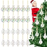 24Pack Glass Christmas Crystal Hanging Ball Ornaments,Christmas Tree Decoration,Mini Prism Balls Glass Pendant for Christmas Winter New Year Wedding Party Decor,Clear and AB Color