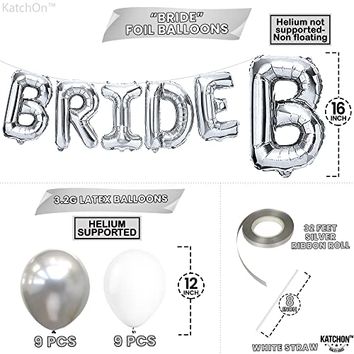 Katchon, Silver Bride Balloons Set, 16 Inch - Big Pack Of 23 | Bride Balloons Silver For Silver Bachelorette Party Decorations | Bride Decorations | Bride Letter Balloons For Bridal Shower Decorations #TOP3