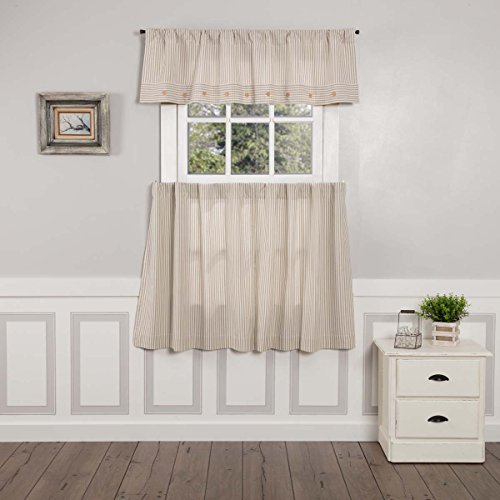 Piper Classics Farmhouse Ticking Stripe Taupe Valance #TOP1
