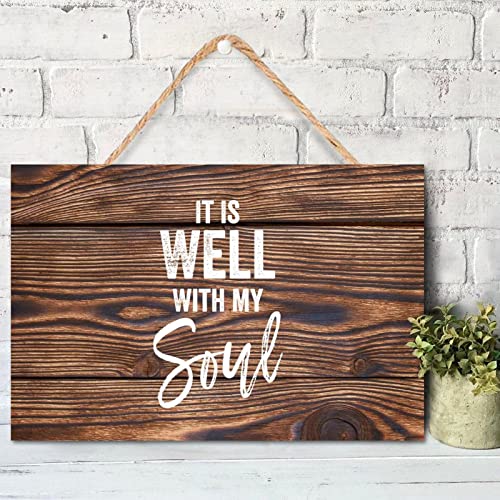 Panneau en bois It is Well with My Soul vintage 30x45 cm pour decoration murale de salon - 6