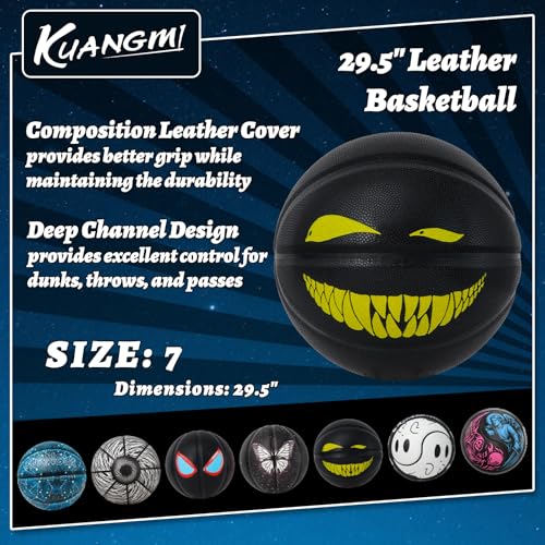 Kuangmi Devil Smile Basketball, Glow in The Dark Basket Ball, Luminous Glowing Streetball, Official Size 7 (29.5"), Made for Indoor and Outdoor Game by Kuangmi - Image 2