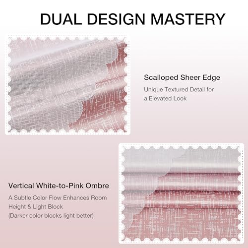 Image of Amzdecor Pink White Ombre Double Layer Full Blackout Window Curtains