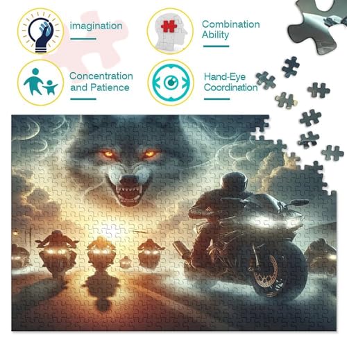 Puzzle de 1000 piezas de lobo místico para evadirte del estrés diario 3