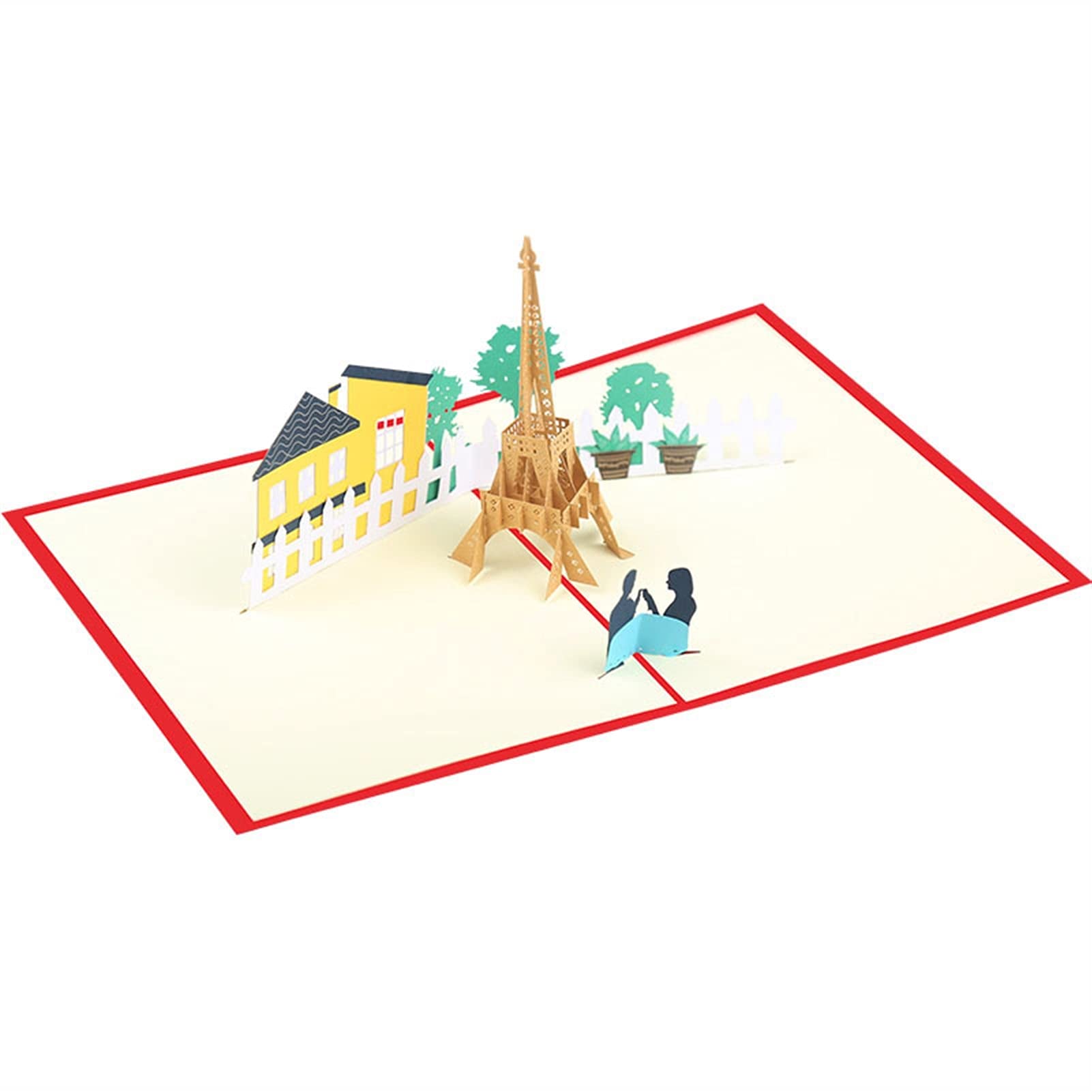 Kartki okolicznościowe 3D ręcznie robione romantyczna wieża Eiffla papier zaproszenie kartka pocztowa walentynki ślub prezent 10 szt. kart podarunkowych