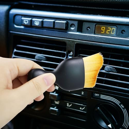 Image of Car Interior Cleaning Brush with Soft Bristle Car Detailing Brush | Car Cleaning Brush with Protective Cover Multipurpose Dust Removal Cleaning Brush for Automotive Dashboard, Vents, Seats