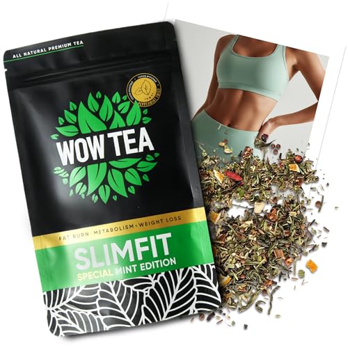 WOW TEA Slimfit Kräutertee 21 Tage Mint – Aromatische Kräutermischung mit Grüntee, Mate & Himbeerblättern – Tee-Routine für bewusste Momente