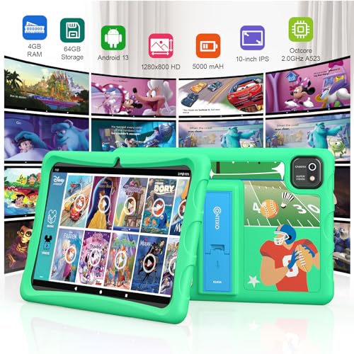 Image of Contixo Kids Tablet K103A - Learning Tablet for Kids with Games and Educational Apps, 10 inch, Android, 64GB, WiFi, Parental Control, Kid-Proof Case with Kickstand - Green