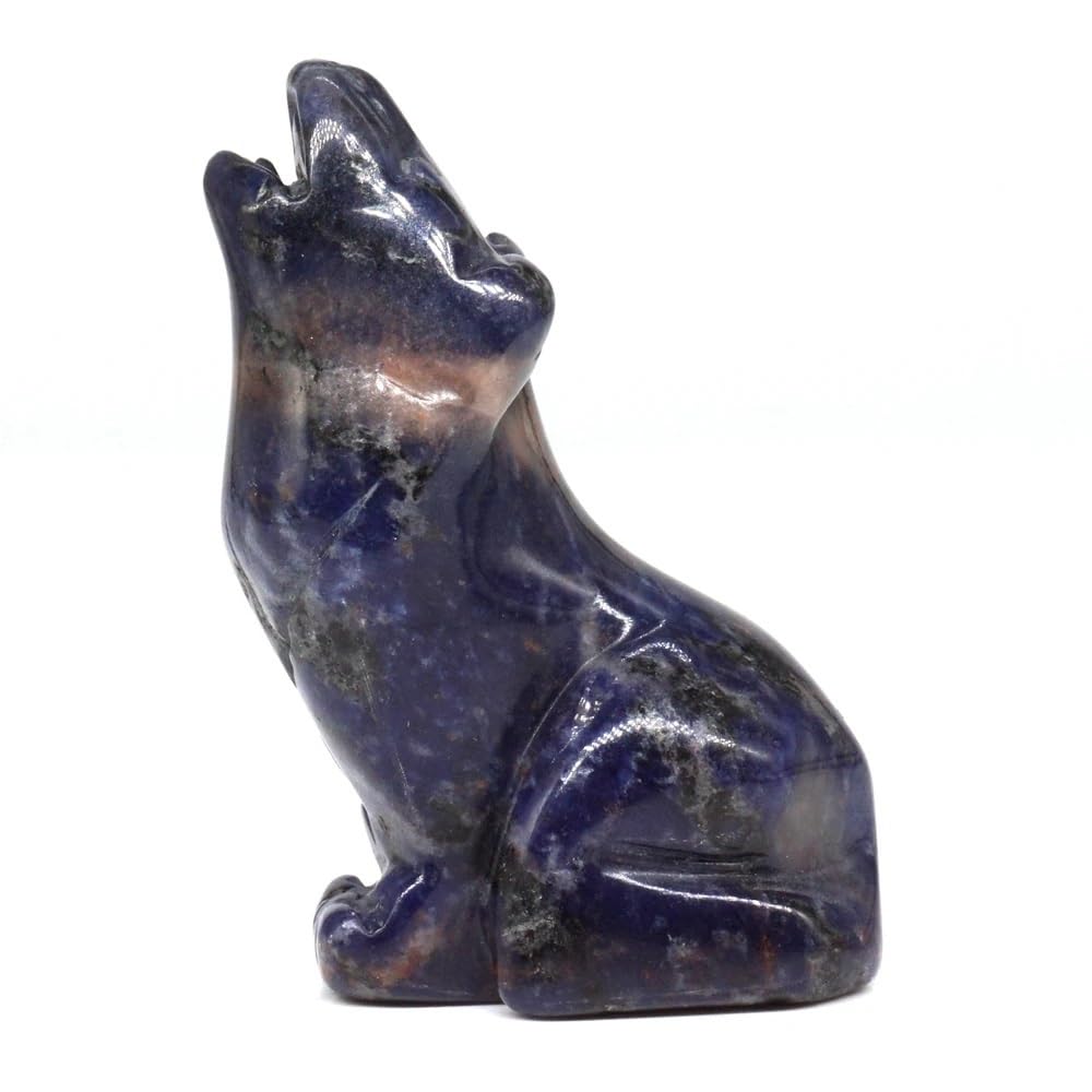 DPURPIWADY Crystal Statue Blue Sodalite Stone Carving Home Decoration Animal Ornament
