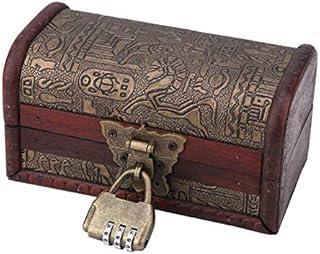Hztyyier Wooden Treasure Box Vintage European Jewelry Wooden Box Antique Old Decoration Candy Box Jewelry Storage Container Home Decoration