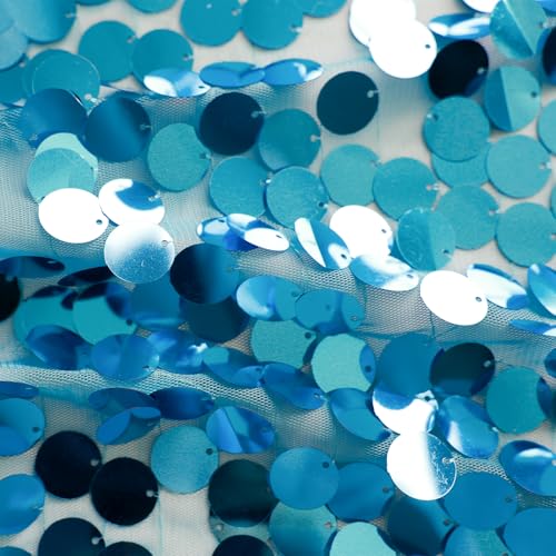 Yblut 12 x 108 Inch Turquoise Sequin Table Runner Glitter Rectangle Big Sequin Table Runner for Wedding Party Birthday Christmas Halloween Decoration (1 Pack) by Yblut - Used condition - Image 6