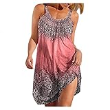 MakeYouChic Sommerkleid Damen Maxi mit Stehkragen - aus zartem, luftigem Material Kleider Damen Sommer - Locker geschnittenes Kleid Damen, ideal für die kommende Sommersaison, Z17 Rot, XL