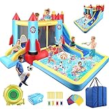 AKEYDIY Bounce House Water Slide Rocket Blast- 13X12ft Inflatable Water Slides Park for Kids 3-12, Large Adventure Water Park W/Pool,Climbing Wall,Bouncer Area/Water Bounce House for Kids Backyard